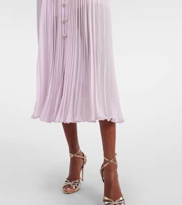 Embellished pleated georgette shirt dress | Self-Portrait