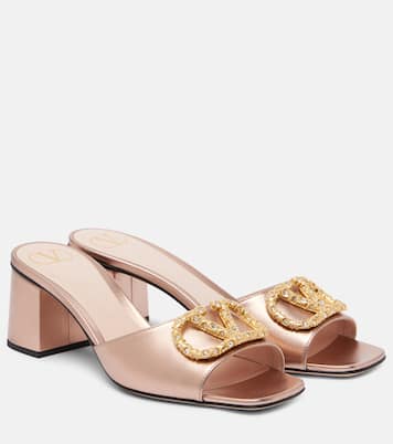 VLogo 60 metallic leather mules | Valentino Garavani