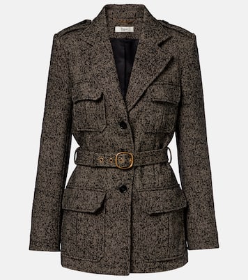Belted herringbone wool-blend coat | Chloé