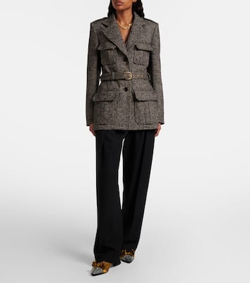 Belted herringbone wool-blend coat | Chloé