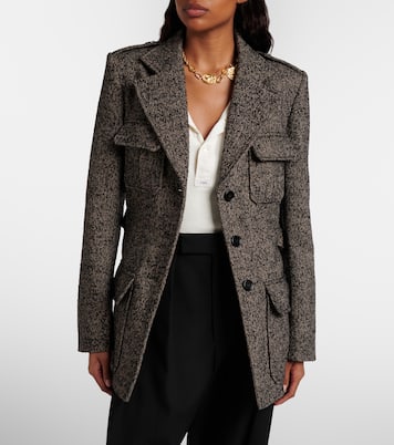 Belted herringbone wool-blend coat | Chloé