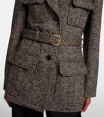 Belted herringbone wool-blend coat | Chloé