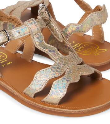 Plagette metallic leather sandals | Pom d'Api