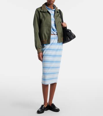 Striped cotton piqué pencil skirt | Prada