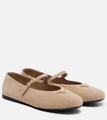 Mary-Jane-Ballerinas aus Veloursleder | Prada