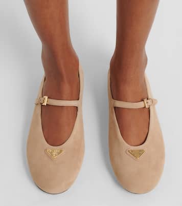 Mary-Jane-Ballerinas aus Veloursleder | Prada