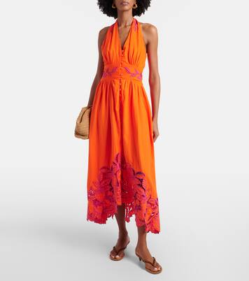 Abito midi in misto lino con scollo all'americana | Farm Rio