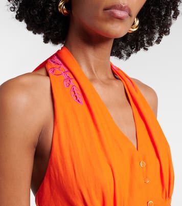 Abito midi in misto lino con scollo all'americana | Farm Rio