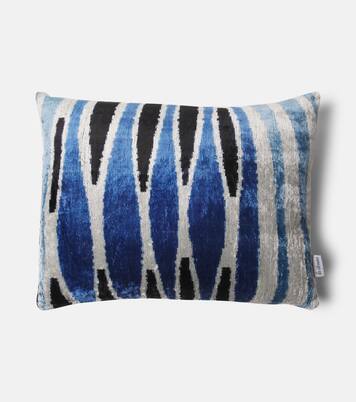 Striped cotton and silk velvet cushion | Les-Ottomans