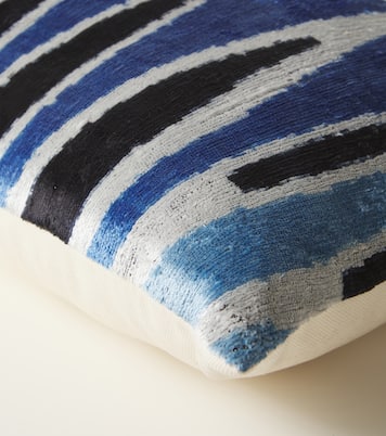Striped cotton and silk velvet cushion | Les-Ottomans