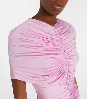 Caped ruched jersey maxi dress | Self-Portrait
