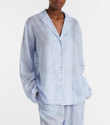 Embroidered cotton-blend poplin pajama shirt | Toteme