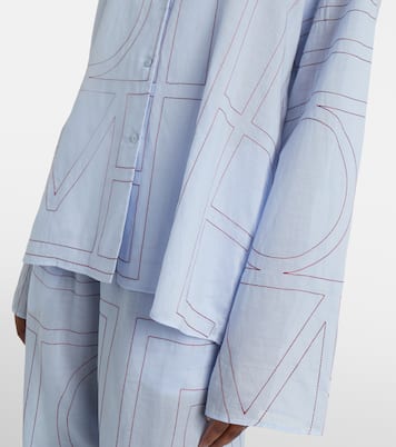 Embroidered cotton-blend poplin pajama shirt | Toteme