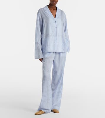 Embroidered cotton-blend poplin pajama shirt | Toteme