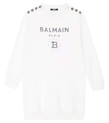 Robe sweat-shirt en coton à logo | Balmain Kids