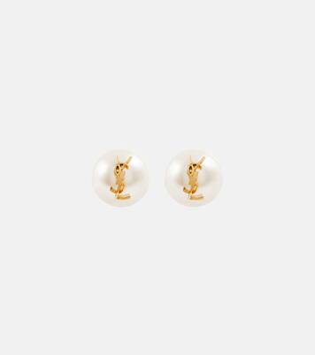 Logo faux pearl stud earrings | Saint Laurent