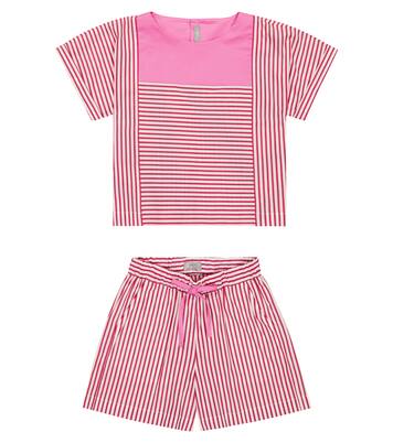 Striped poplin blouse and shorts set | Il Gufo