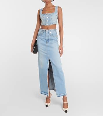 Cropped-Top aus Denim | Alessandra Rich