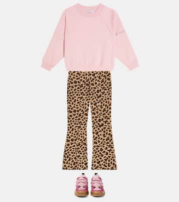 Leopard-print leather-trimmed sneakers | Monnalisa