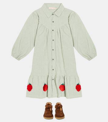 Raspberries checked cotton dress | Tinycottons