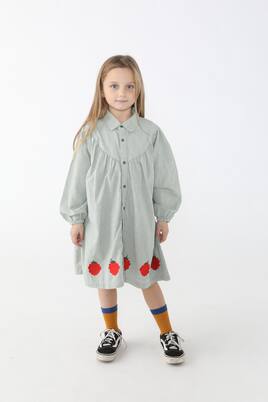 Raspberries checked cotton dress | Tinycottons