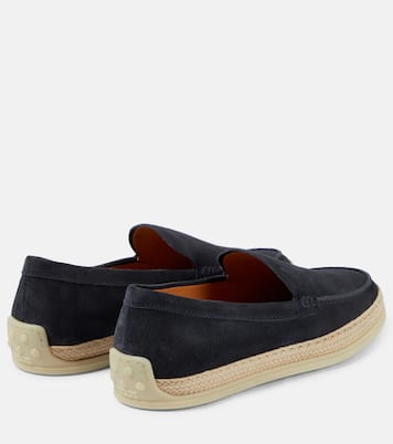 Loafers aus Veloursleder mit Raffiabast | Tod's
