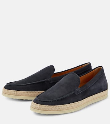 Loafers aus Veloursleder mit Raffiabast | Tod's