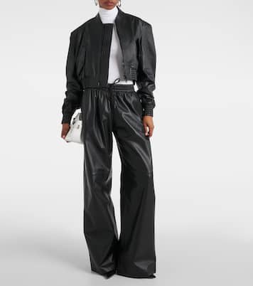 Cropped-Bomberjacke aus Leder | Wardrobe.NYC