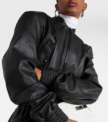 Cropped-Bomberjacke aus Leder | Wardrobe.NYC