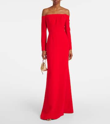 Draped off-shoulder crêpe gown | Carolina Herrera