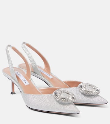 Crystal Hoop 50 glitter slingback pumps | Aquazzura