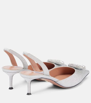 Crystal Hoop 50 glitter slingback pumps | Aquazzura