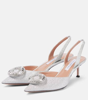 Crystal Hoop 50 glitter slingback pumps | Aquazzura