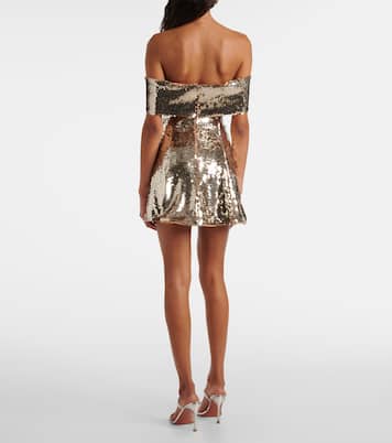 Robe à encolure bardot et sequins | Self-Portrait