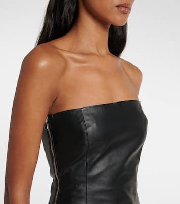 Draped strapless leather midi dress | The Attico