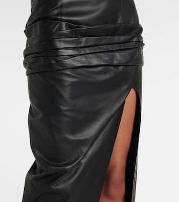 Draped strapless leather midi dress | The Attico