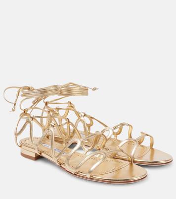Fawdaflat metallic leather sandals | Manolo Blahnik