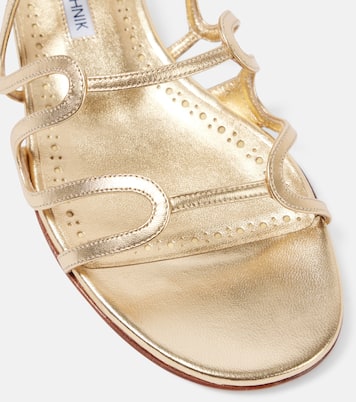 Fawdaflat metallic leather sandals | Manolo Blahnik