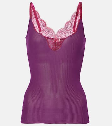 Lace-trimmed silk tank top | Saint Laurent