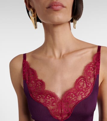 Lace-trimmed silk tank top | Saint Laurent