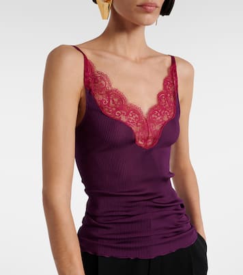 Lace-trimmed silk tank top | Saint Laurent