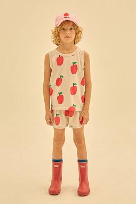 Apple printed jersey tank top and shorts set | Jellymallow