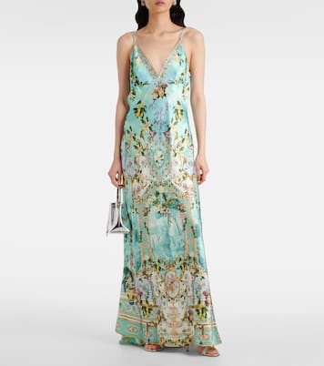 Robe longue imprimée en soie | Camilla