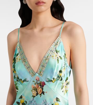 Robe longue imprimée en soie | Camilla