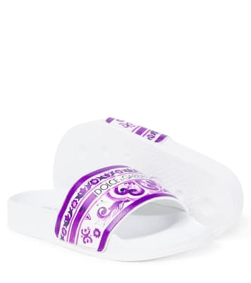 Majolica leather slides | Dolce&Gabbana Kids