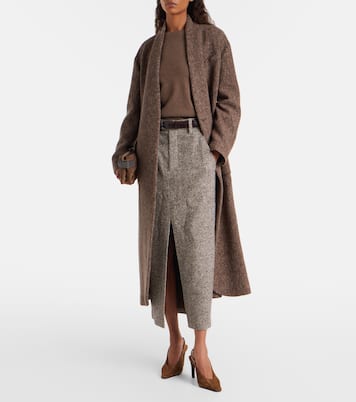 Wool and silk-blend midi skirt | Brunello Cucinelli