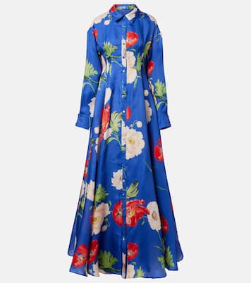 Robe longue Josephine en soie à fleurs | Leo Lin