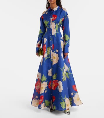 Robe longue Josephine en soie à fleurs | Leo Lin