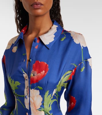 Robe longue Josephine en soie à fleurs | Leo Lin