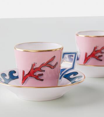 Set de 2 tazas y platos de café Il Viaggio di Nettuno por Luke Edward Hall | Ginori 1735